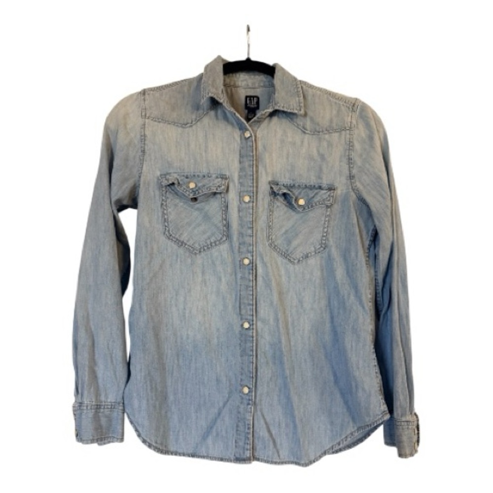 Gap Light Denim Pearl Snap Western Shirt S